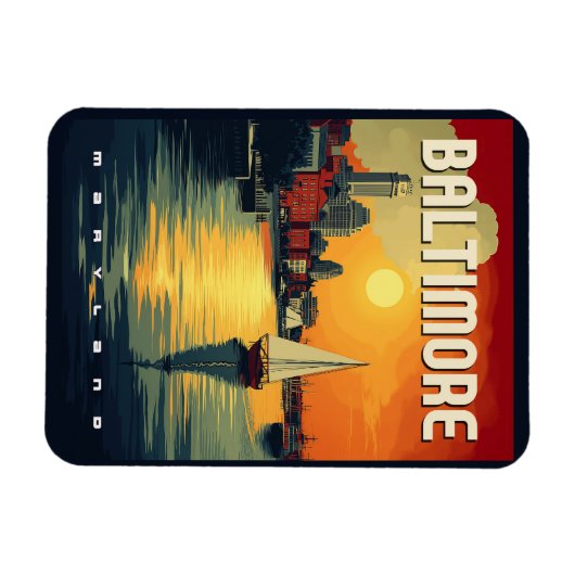 Baltimore Retro Travel Magnet (Horizontal)