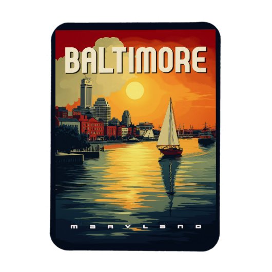 Baltimore Retro Travel Magnet (Vertikal)