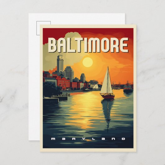 Baltimore Retro Travel Postkarte (Vorne/Hinten)