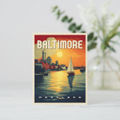 Baltimore Retro Travel Postkarte (Stehend Vorderseite)