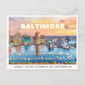 Baltimore Save the Date Retro Skyline Postkarte (Vorderseite)