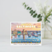 Baltimore Save the Date Retro Skyline Postkarte (Stehend Vorderseite)