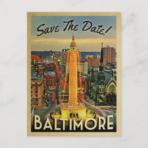 Baltimore Save the Date Vintage Postkarten
