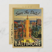 Baltimore Save the Date Vintage Postkarten (Vorne/Hinten)