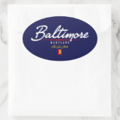 Baltimore Script Ovaler Aufkleber (Tasche)