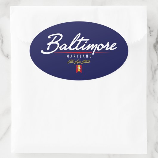 Baltimore Script Ovaler Aufkleber (Tasche)