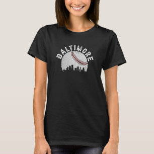 Baltimore Skyline Baltimore Maryland Baseball City T-Shirt