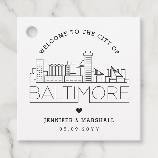Baltimore Skyline | Begrüßung Geschenkanhänger (Vorderseite)