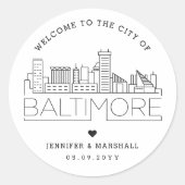 Baltimore Skyline | Begrüßung Runder Aufkleber (Vorderseite)