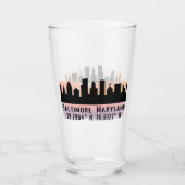 Baltimore Skyline Latitude und Longitude Pint Glas (Rückseite)