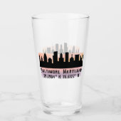 Baltimore Skyline Latitude und Longitude Pint Glas (Vorderseite)