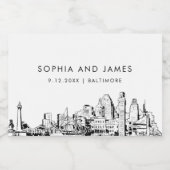 Baltimore Skyline Mini Schaumweinetikett (Einzelnes Label)