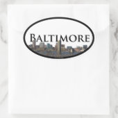 Baltimore Skyline mit Baltimore im Himmel Ovaler Aufkleber (Tasche)