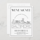 Baltimore Skyline Moderner Deko Adresswechsel Ankündigungspostkarte (Vorne/Hinten)