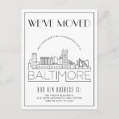 Baltimore Skyline Moderner Deko Adresswechsel Ankündigungspostkarte (Vorderseite)