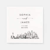 Baltimore Skyline Moderner Hochzeitscocktail Serviette (Vorderseite)