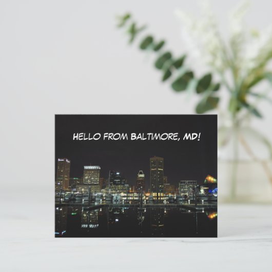 Baltimore Skyline Postkarte (Stehend Vorderseite)