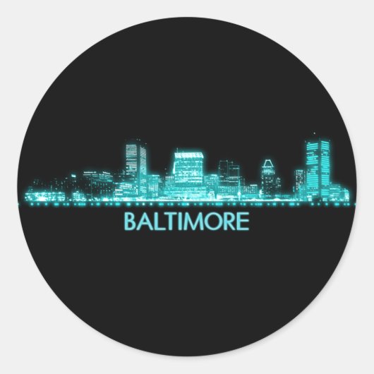 Baltimore Skyline Runder Aufkleber (Vorderseite)