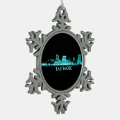Baltimore Skyline Schneeflocken Zinn-Ornament (Links)
