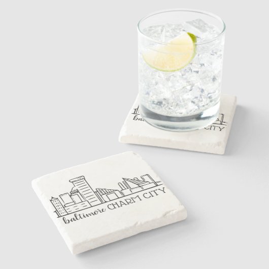 Baltimore-Skyline Steinuntersetzer (Seitenansicht)