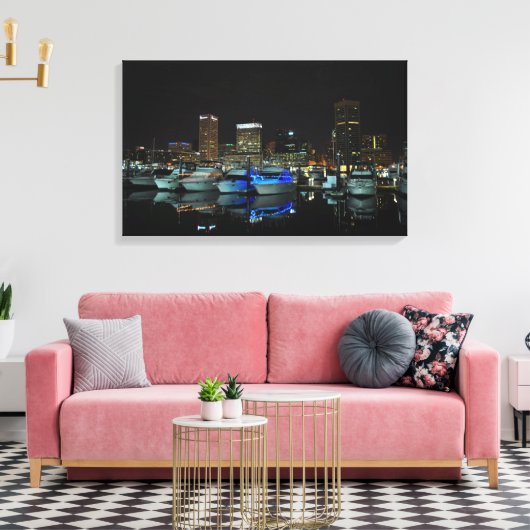 Baltimore Skyline und Boote in der Nacht Leinwanddruck (Insitu (Wohnzimmer))