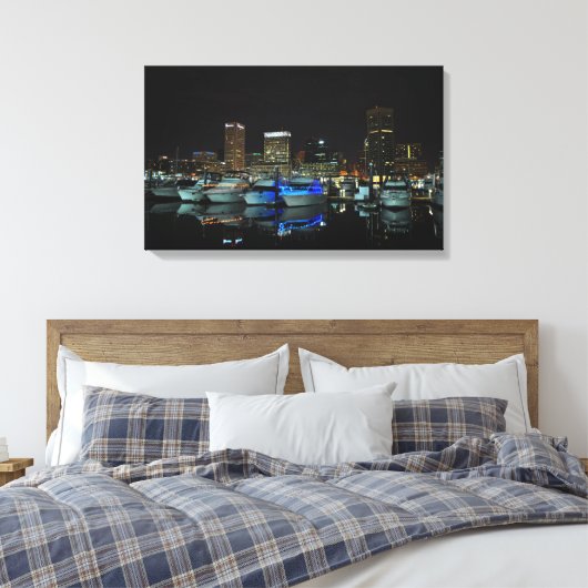 Baltimore Skyline und Boote in der Nacht Leinwanddruck (Insitu (Schlafzimmer))