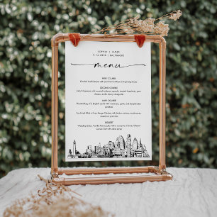 Baltimore Skyline Wedding Dinner Menu Card 12x18
