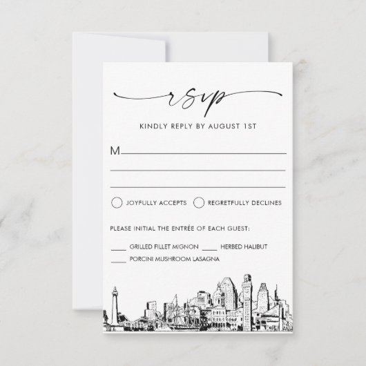 Baltimore Skyline Wedding RSVP Response Card (Vorderseite)
