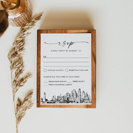Baltimore Skyline Wedding RSVP Response Card Karte