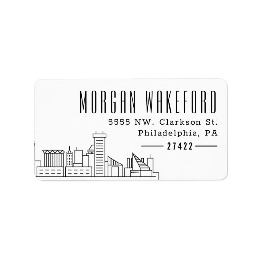 Baltimore Stylisierte Skyline Large Address Label Adressaufkleber (Vorne)
