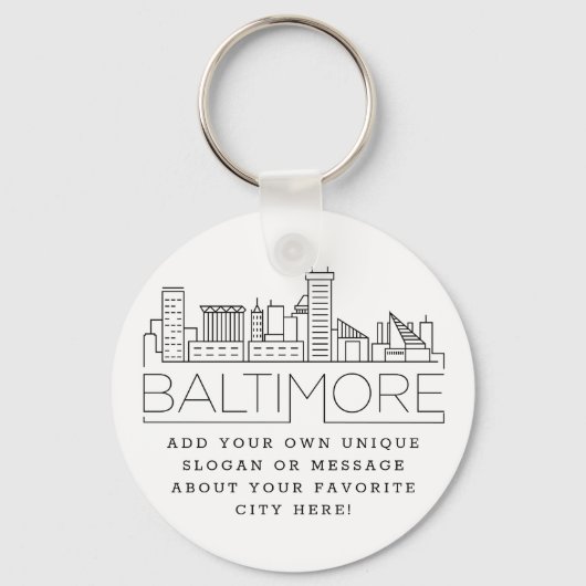 Baltimore Stylized Skyline | Benutzerdefinierter S Schlüsselanhänger (Vorderseite)
