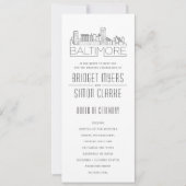 Baltimore Stylized Skyline | Hochzeitsprogramm Einladung (Vorderseite)