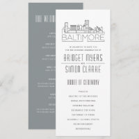 Baltimore Stylized Skyline | Hochzeitsprogramm