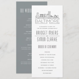 Baltimore Stylized Skyline | Hochzeitsprogramm Einladung
