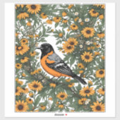 Baltimore-Trivialer Vogel und Schwarzäugige Susann Aufkleber (Blatt)