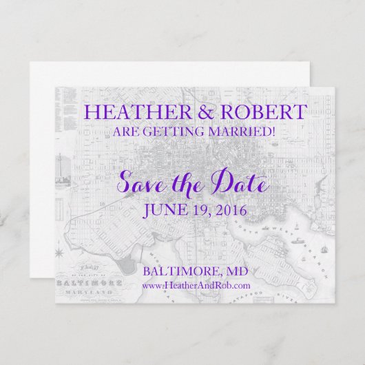 Baltimore Vintage Karte (grau) (Vorne/Hinten)