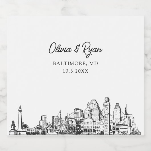 Baltimore Wedding Champagne Label Schaumweinetikett (Einzelnes Label)