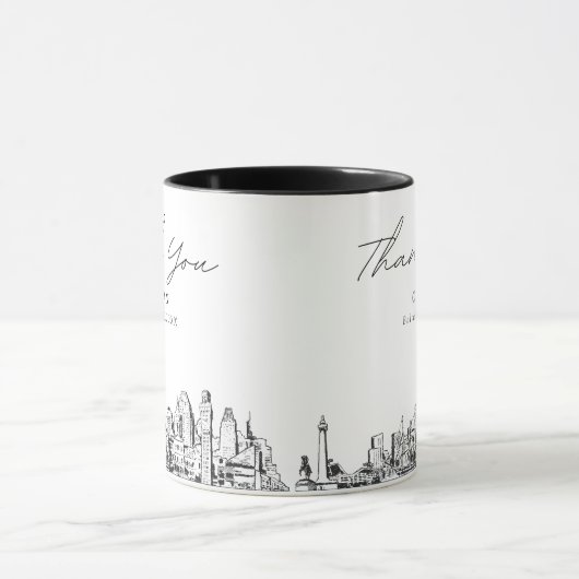 Baltimore Wedding Minimal Custom Coffee Tasse (Zentrum)