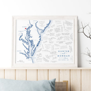 Baltimore Wedding Modern Map Gästebuch Poster