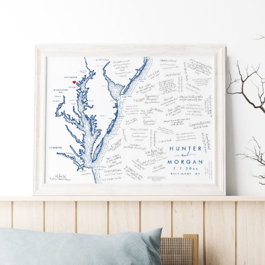 Baltimore Wedding Modern Map Gästebuch Poster
