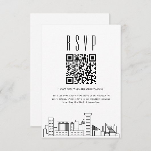 Baltimore Wedding QR Code UAWG Einladung (Vorne/Hinten)
