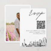 Baltimore Wedding RSVP QR Code Small Begleitkarte (Vorne/Hinten)