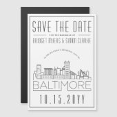 Baltimore Wedding | Stilisierte Skyline Save the D Magnetkarte (Vorne/Hinten)