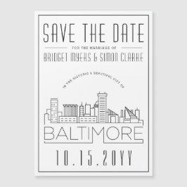 Baltimore Wedding | Stilisierte Skyline Save the D Magnetkarte