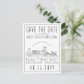 Baltimore Wedding | Stilisierte Skyline Save the D Postkarte (Stehend Vorderseite)
