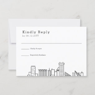 Baltimore Wedding   Stilisierte Skyline-UAWG RSVP Karte
