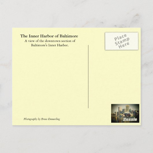 Baltimore's Inner Harbour Postkarte (Rückseite)