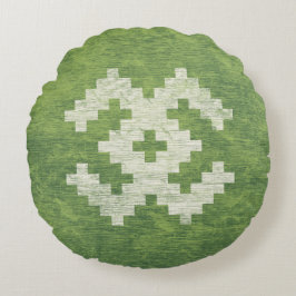 Baltische Symbole grün Vintag Rundes Kissen