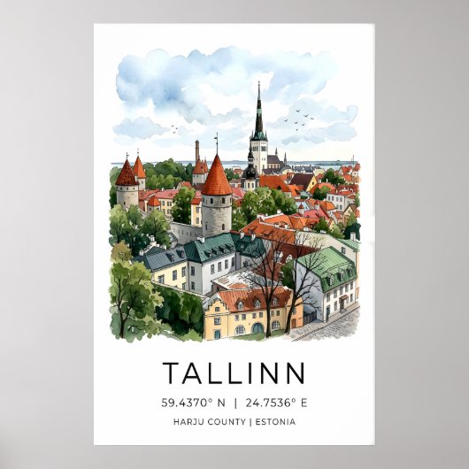 Baltische Tallinn-Stadtmauer-Kunst - Illustrierte Poster (Vorne)