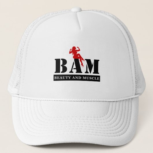 BAM Beauty and Muscle Bodybuilding Baseball Cap Truckerkappe (Vorderseite)